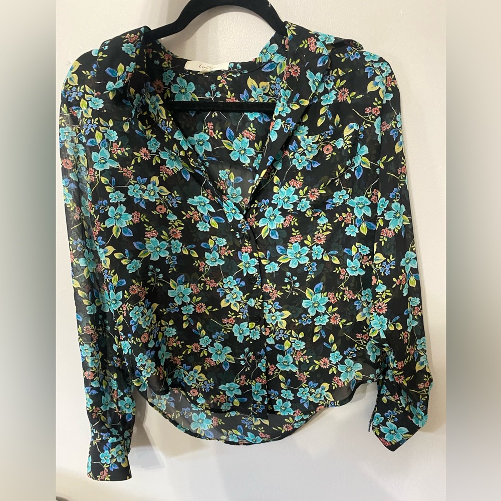 Love Tree Floral Button Down Top